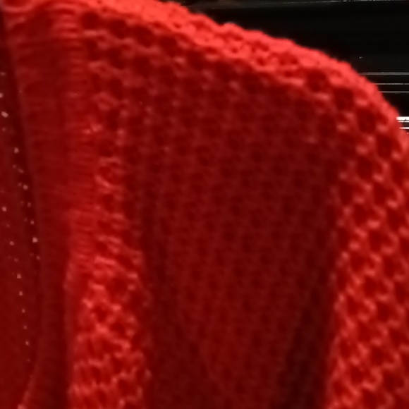 KIM ROGERS red braided waffled cardigan with saggy pockets Size XL - Picture 3 of 13